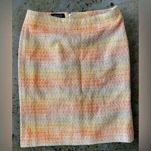 Talbots Women's Vibrant Orange and Cream Tweed Boucle Pencil Skirt Size 8